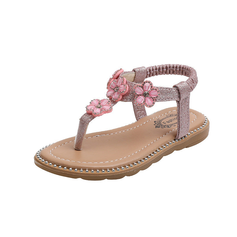 Sandália Infantil Florzinhas Strass